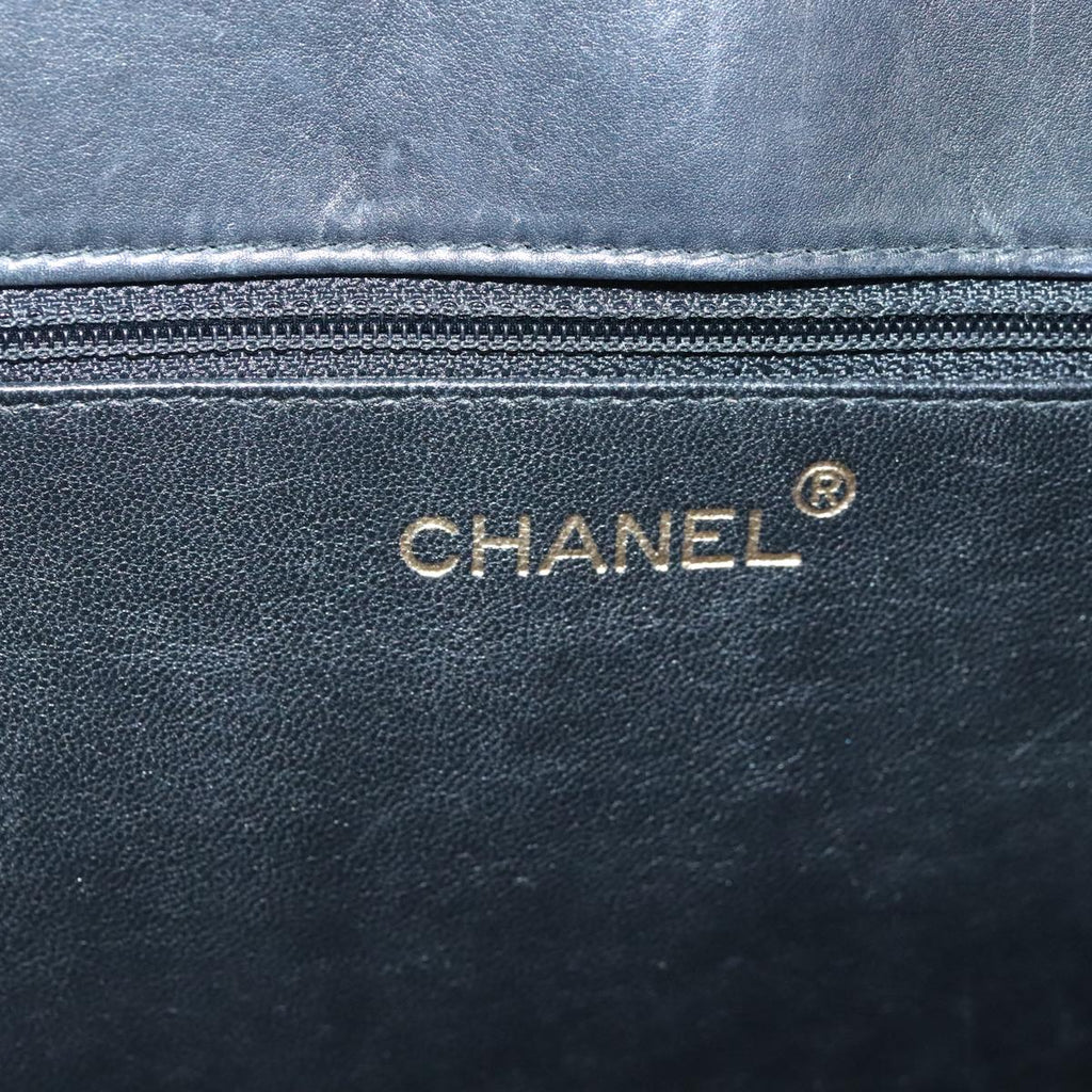 CHANEL Hand Bag Lamb Skin Black CC PP002