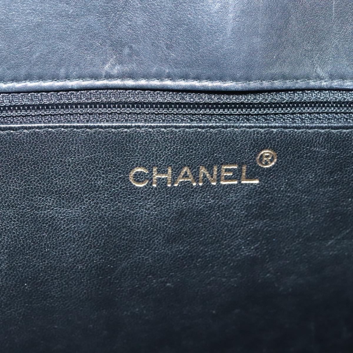 CHANEL Hand Bag Lamb Skin Black CC PP002