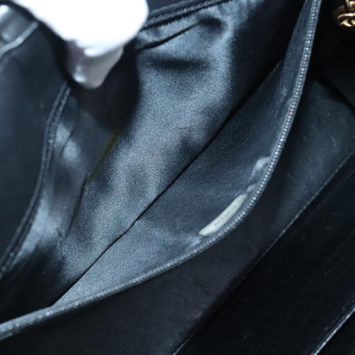 CHANEL Hand Bag Lamb Skin Black CC PP002