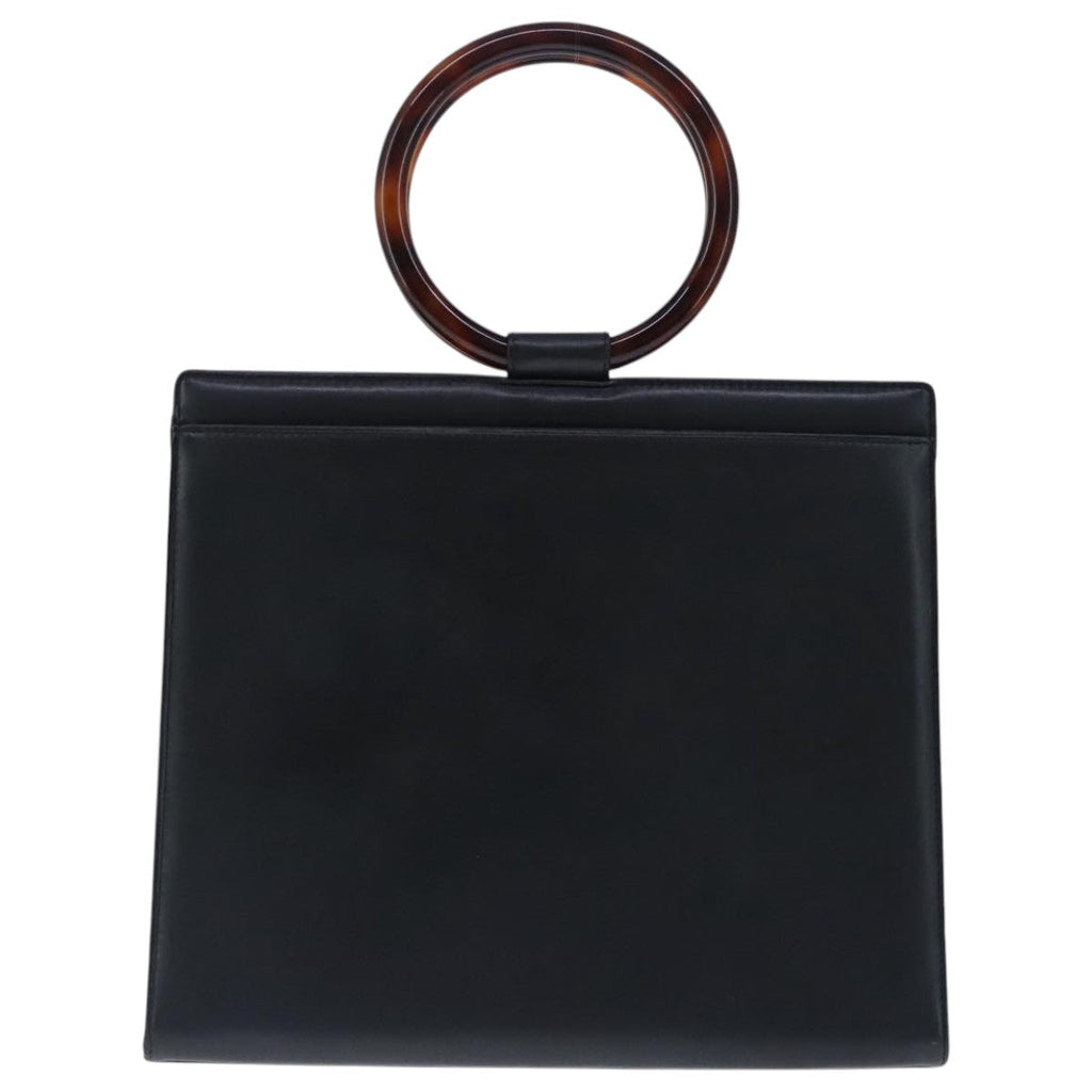 CHANEL Hand Bag Lamb Skin Black CC PP002