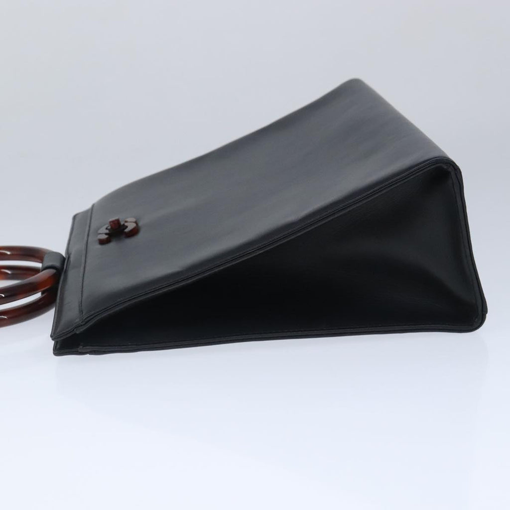 CHANEL Hand Bag Lamb Skin Black CC PP002