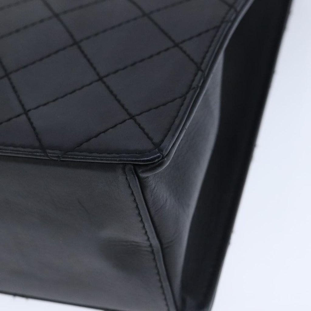 CHANEL Hand Bag Lamb Skin Black CC PP003