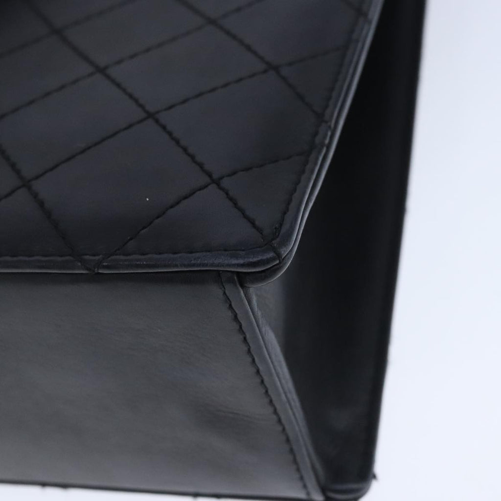 CHANEL Hand Bag Lamb Skin Black CC PP003