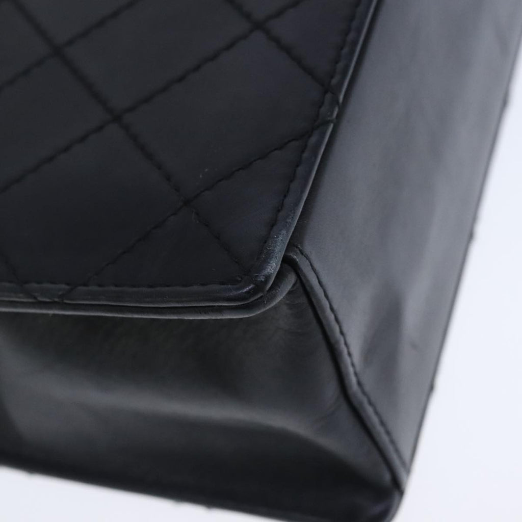 CHANEL Hand Bag Lamb Skin Black CC PP003