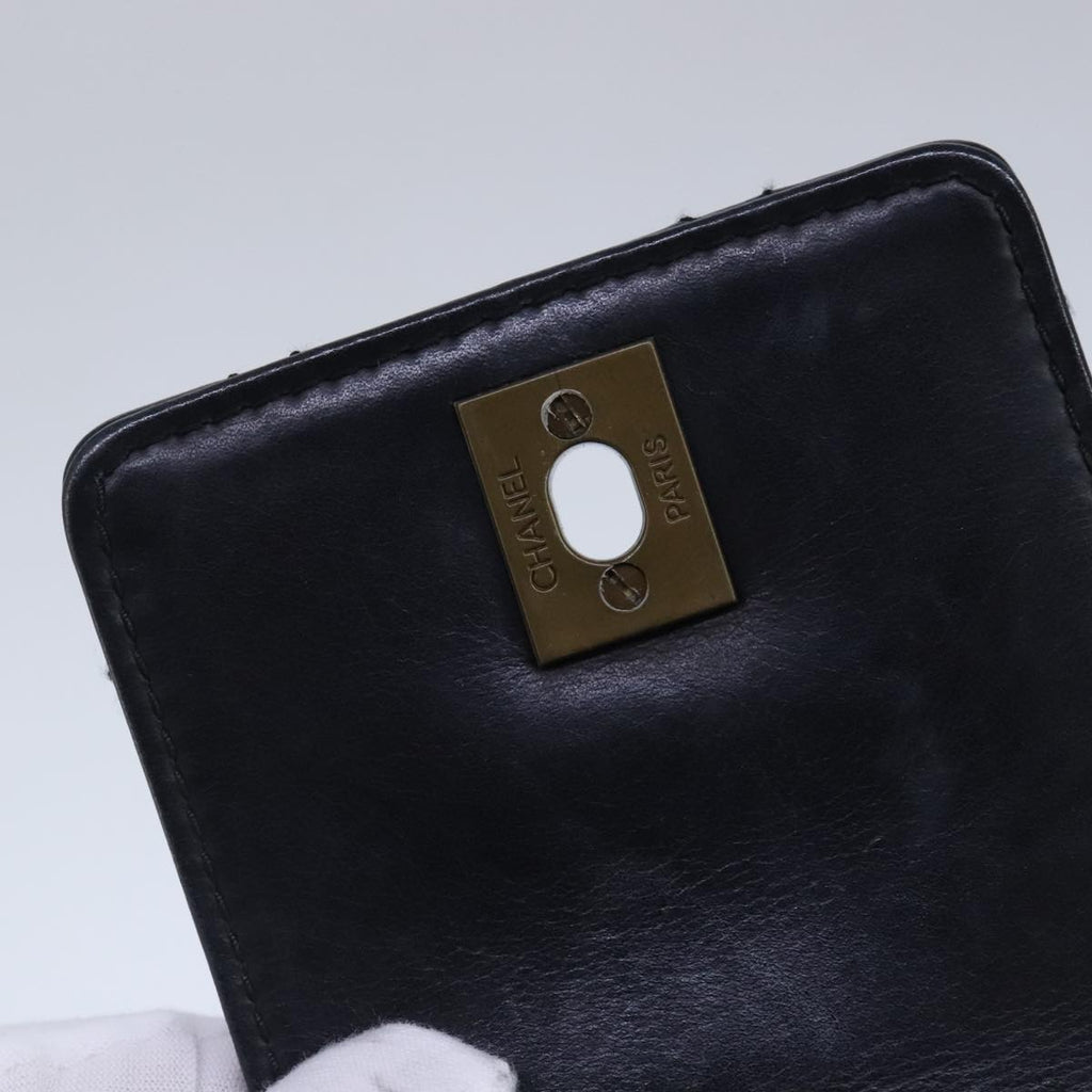 CHANEL Hand Bag Lamb Skin Black CC PP003