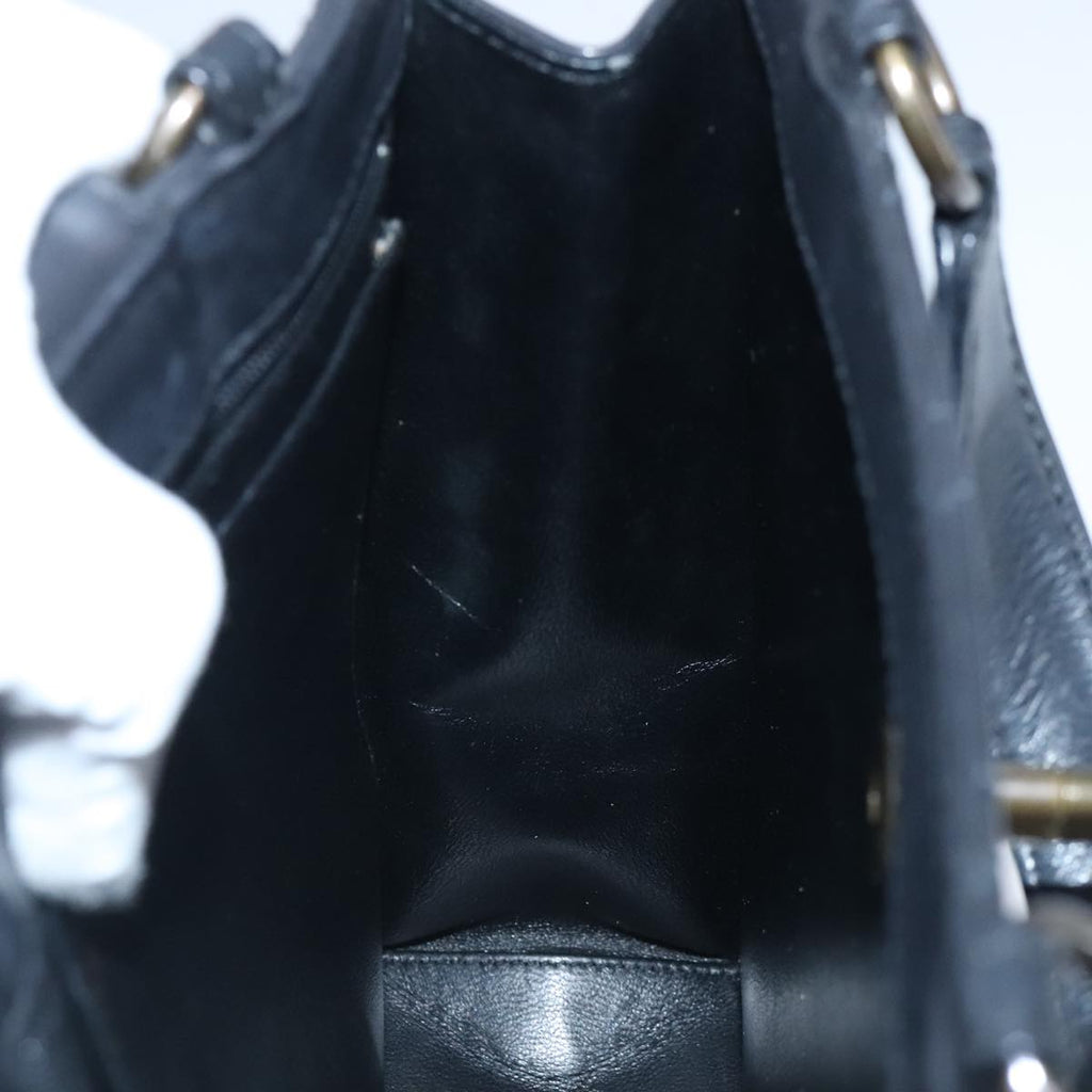 CHANEL Hand Bag Lamb Skin Black CC PP003