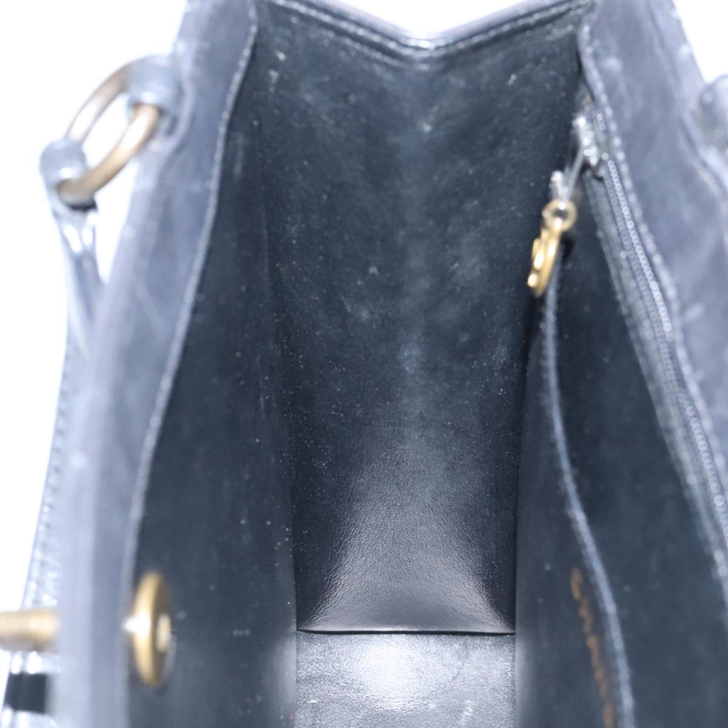 CHANEL Hand Bag Lamb Skin Black CC PP003