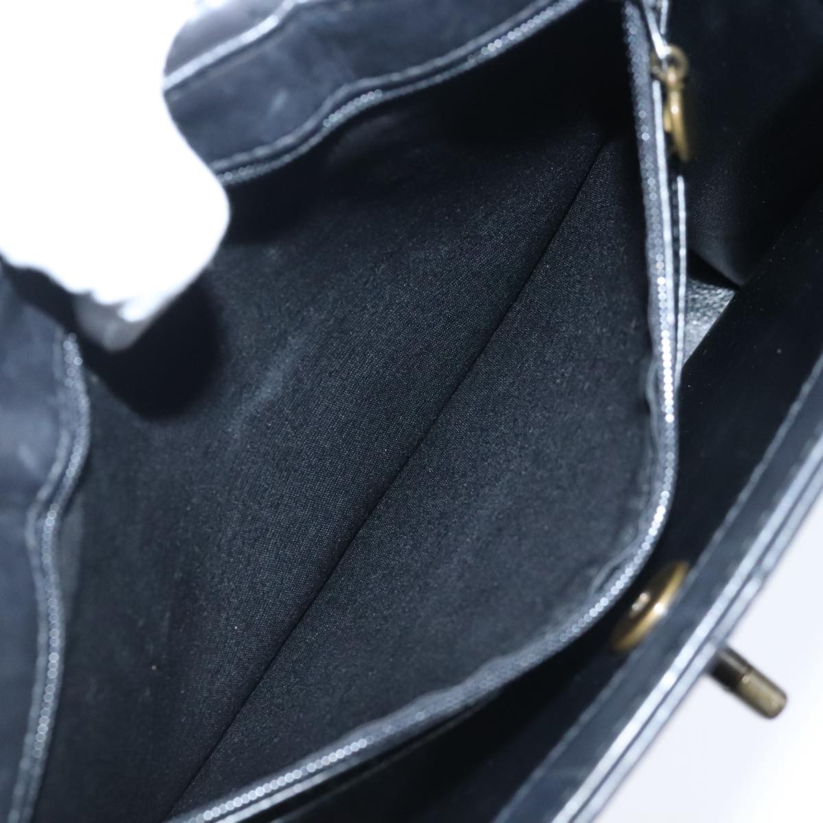 CHANEL Hand Bag Lamb Skin Black CC PP003