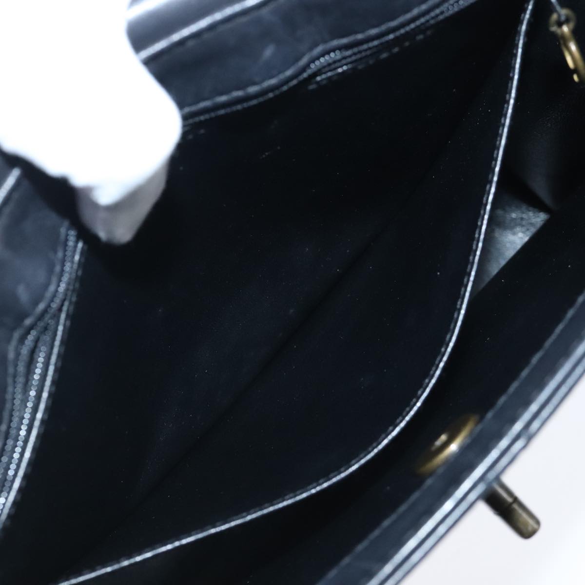 CHANEL Hand Bag Lamb Skin Black CC PP003