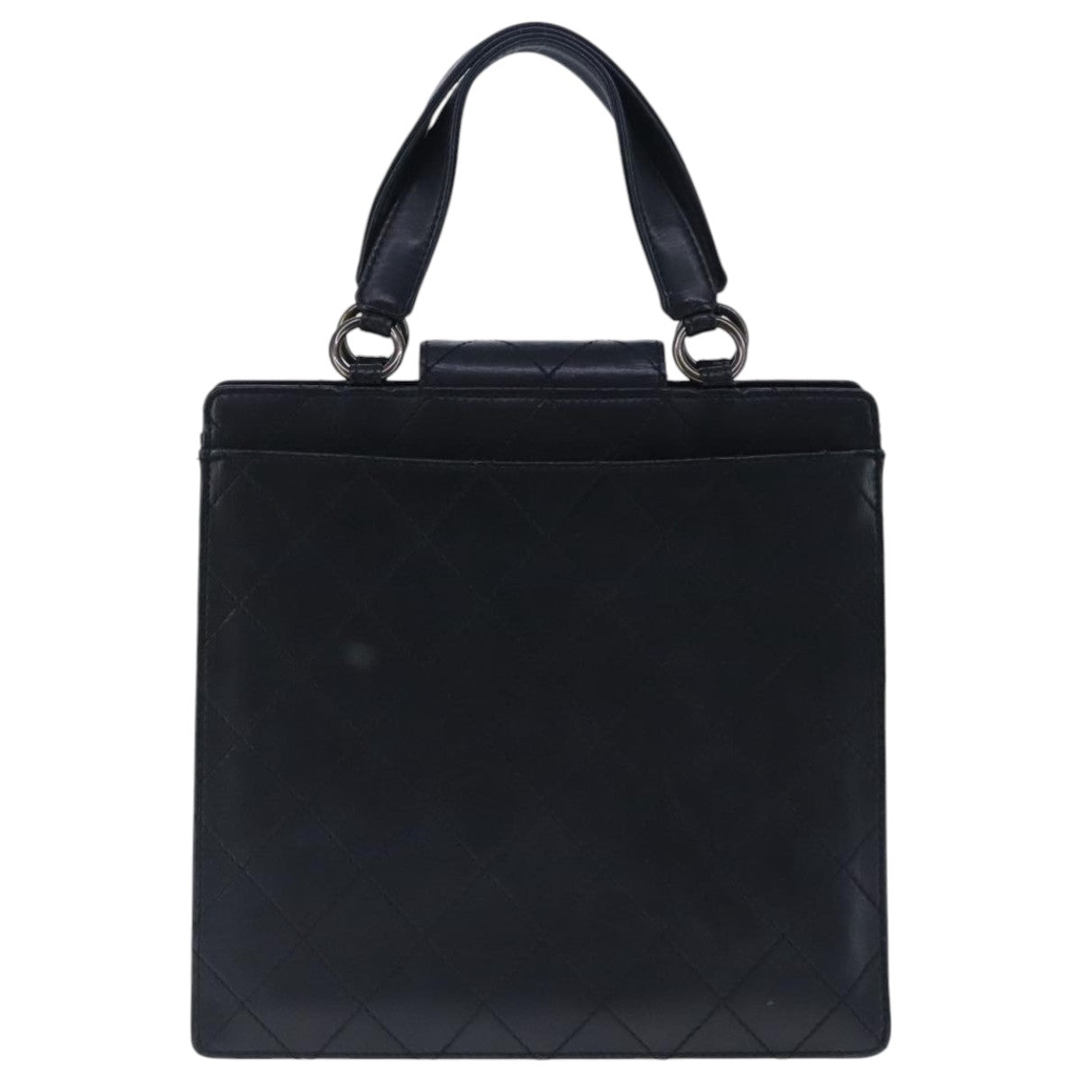 CHANEL Hand Bag Lamb Skin Black CC PP003