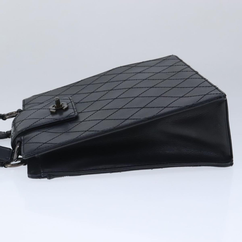 CHANEL Hand Bag Lamb Skin Black CC PP003