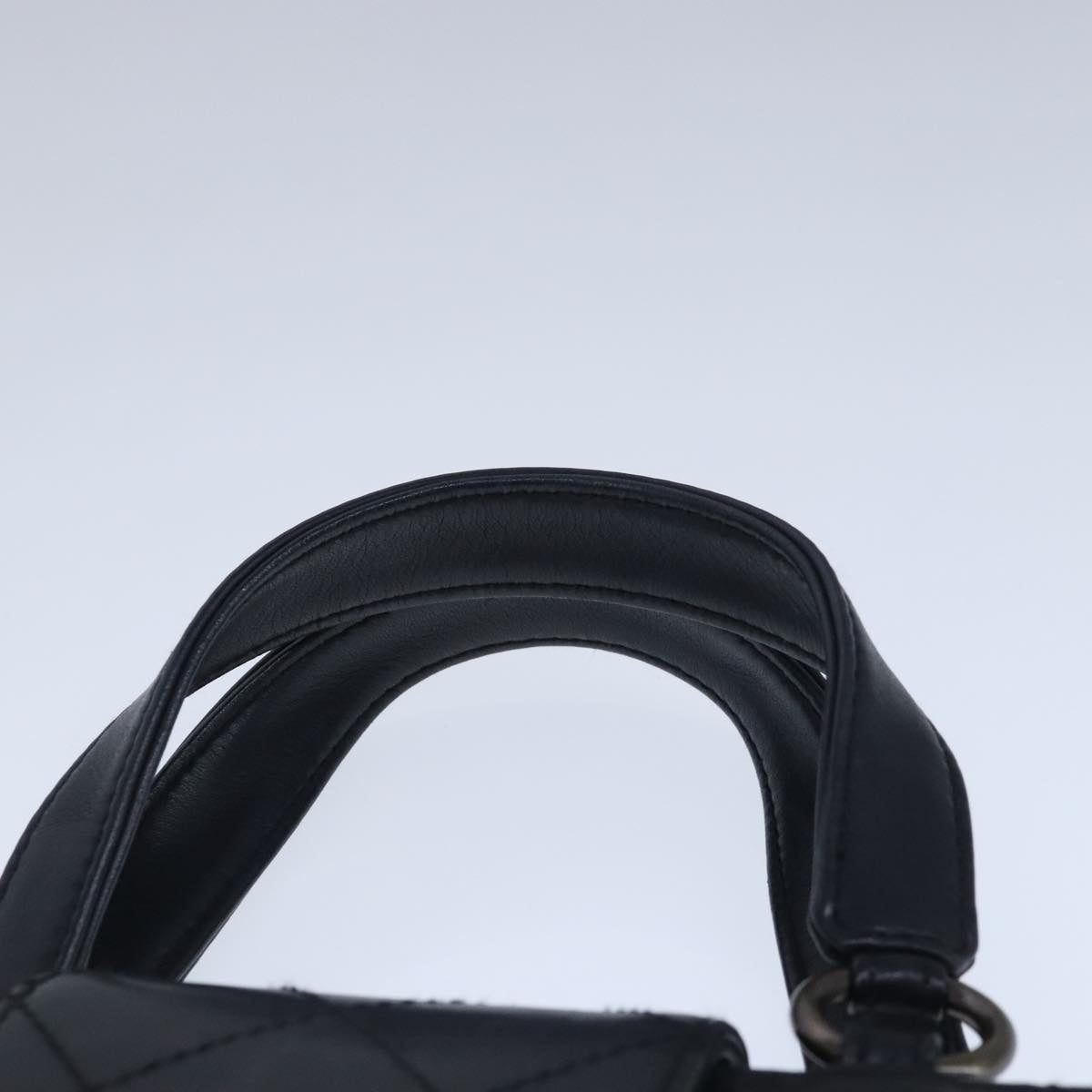 CHANEL Hand Bag Lamb Skin Black CC PP003
