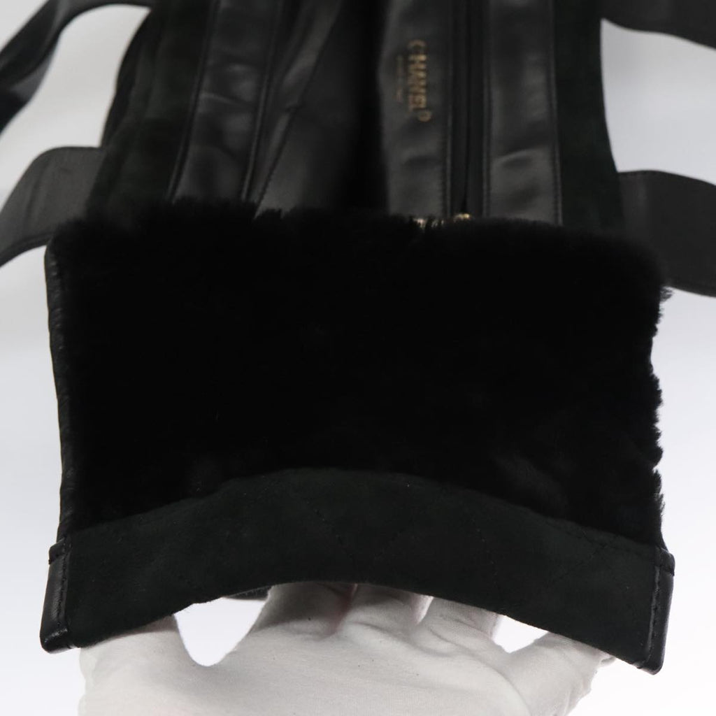CHANEL Hand Bag Mouton Black CC PP007