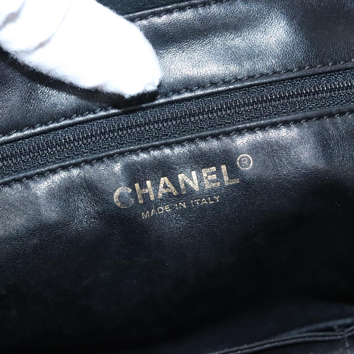 CHANEL Hand Bag Mouton Black CC PP007