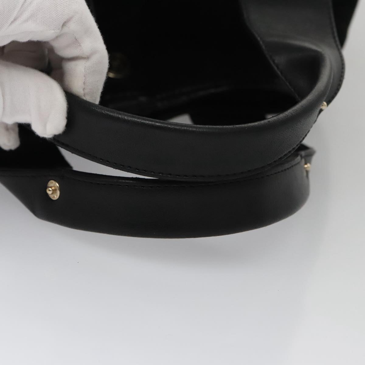 CHANEL Hand Bag Mouton Black CC PP007