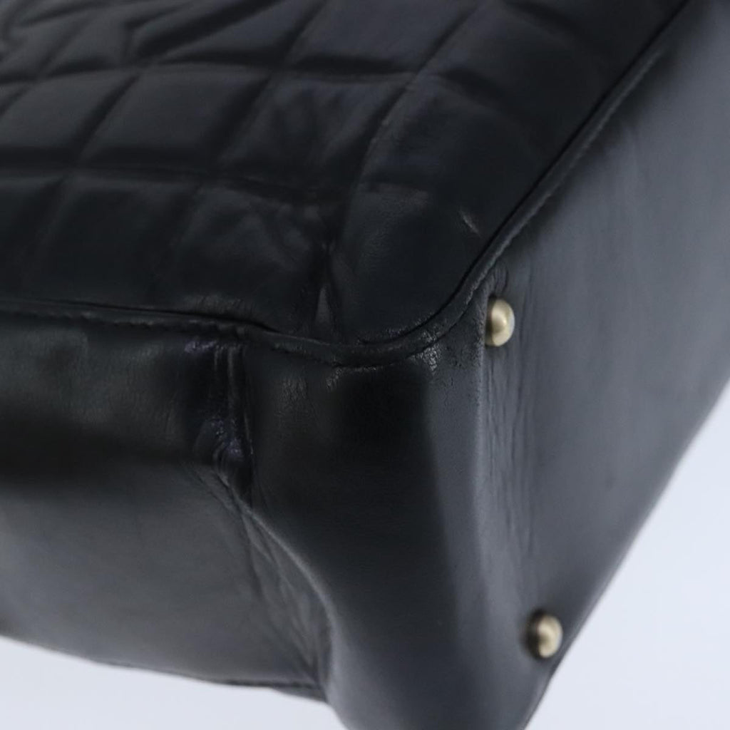 CHANEL Choco Bar Shoulder Bag Lamb Skin Black CC PP012