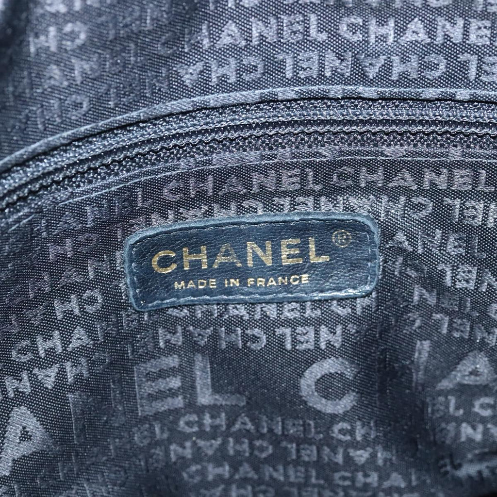 CHANEL Choco Bar Shoulder Bag Lamb Skin Black CC PP012