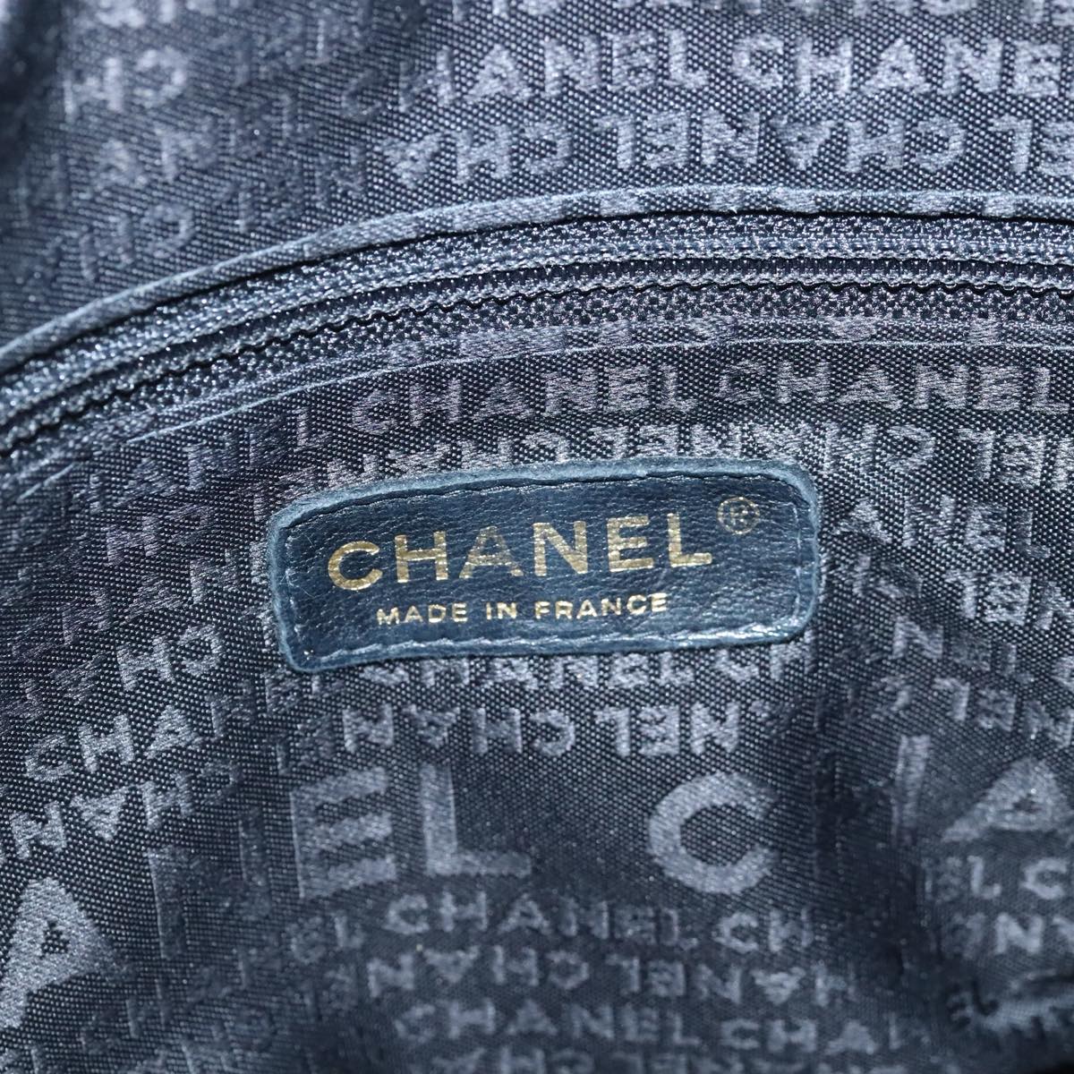 CHANEL Choco Bar Shoulder Bag Lamb Skin Black CC PP012