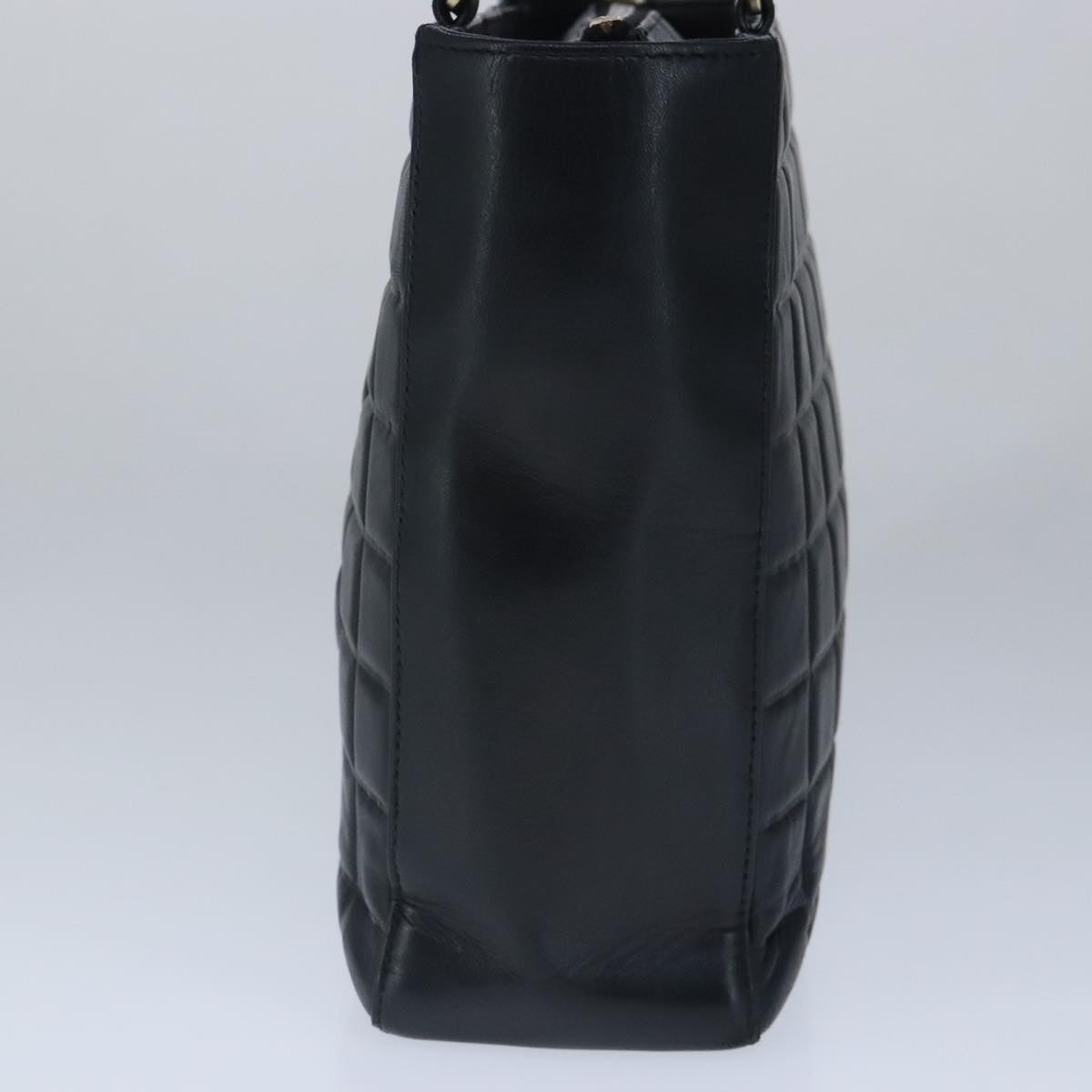 CHANEL Choco Bar Shoulder Bag Lamb Skin Black CC PP012