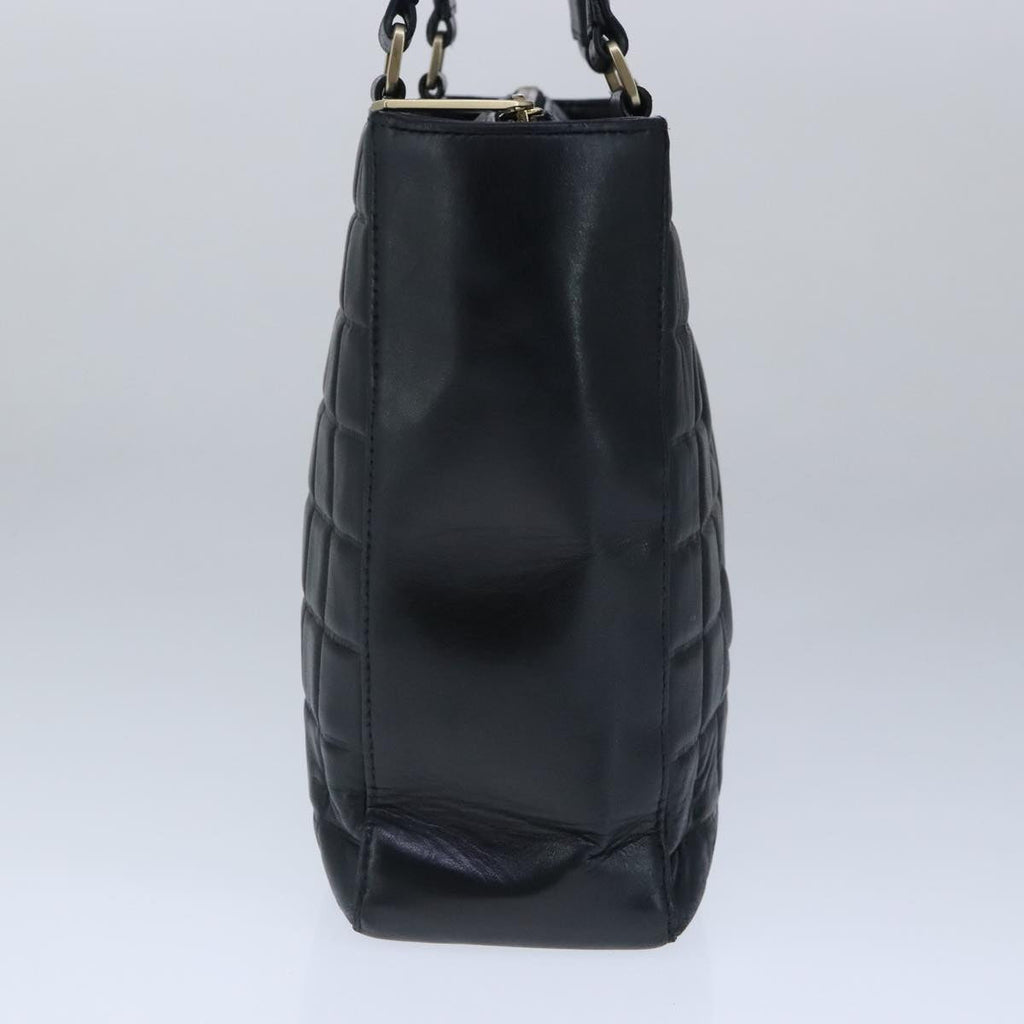 CHANEL Choco Bar Shoulder Bag Lamb Skin Black CC PP012