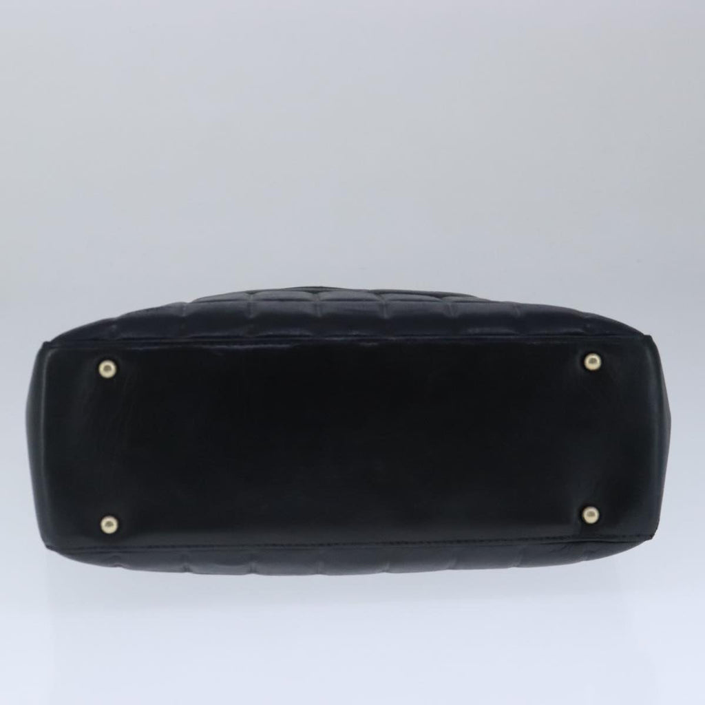 CHANEL Choco Bar Shoulder Bag Lamb Skin Black CC PP012