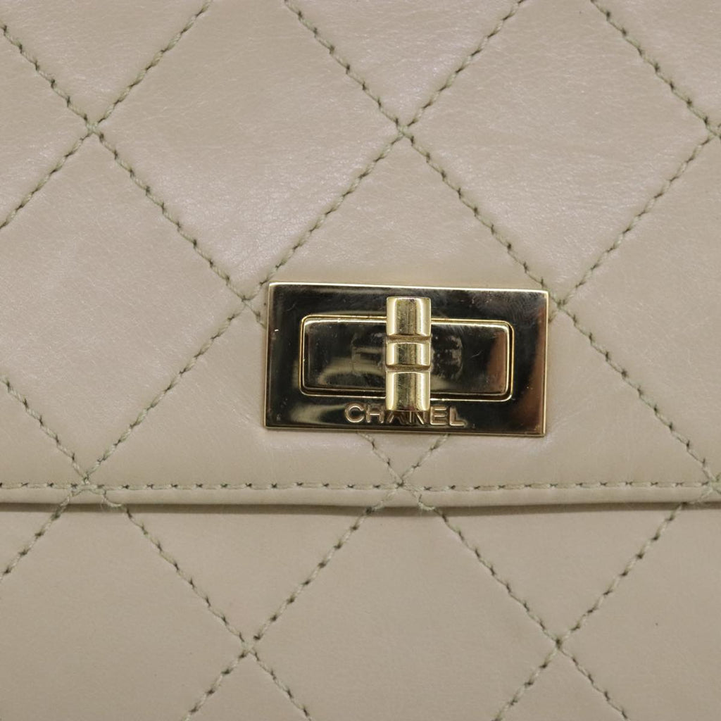 CHANEL Shoulder Bag Lamb Skin Beige Gold CC PP014