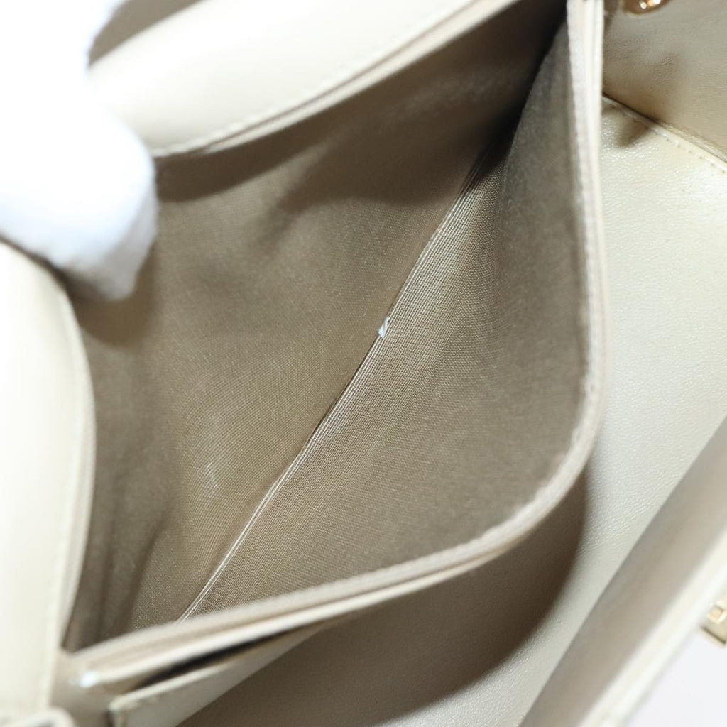 CHANEL Shoulder Bag Lamb Skin Beige Gold CC PP014