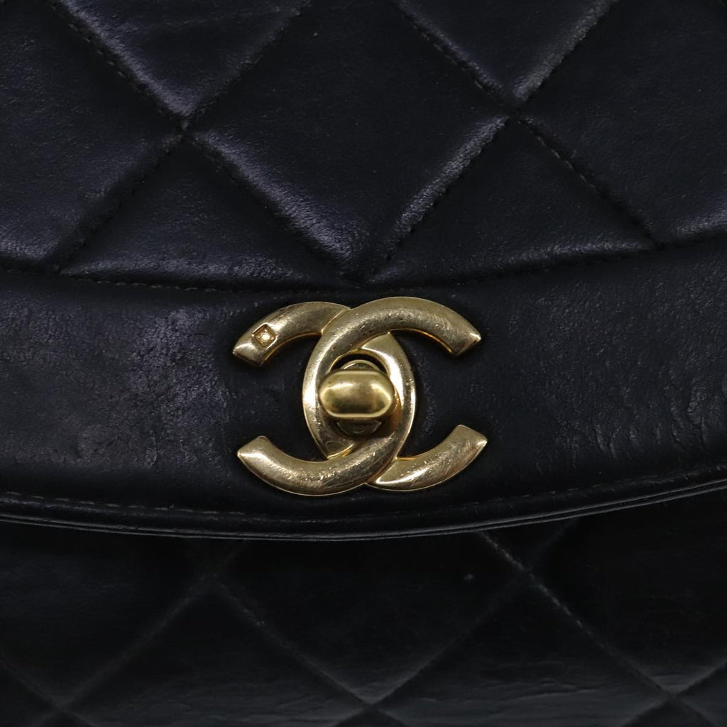 CHANEL Diana 22 Chain Shoulder Bag Lamb Skin Black Gold CC PP016