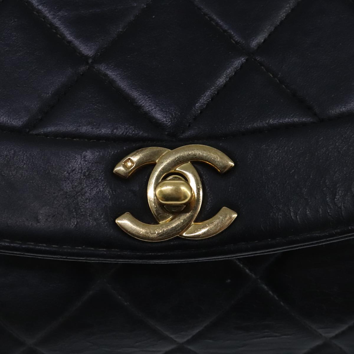 CHANEL Diana 22 Chain Shoulder Bag Lamb Skin Black Gold CC PP016