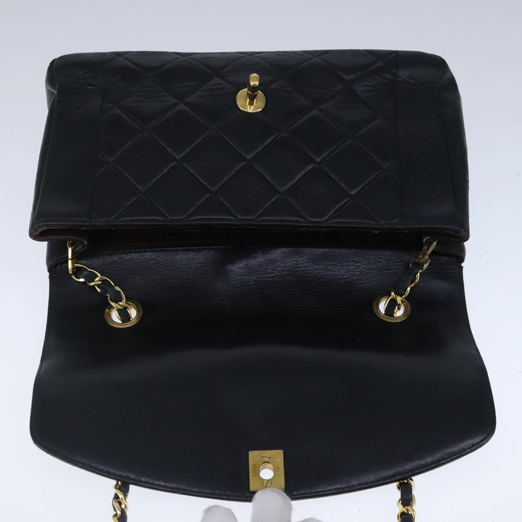 CHANEL Diana 22 Chain Shoulder Bag Lamb Skin Black Gold CC PP016