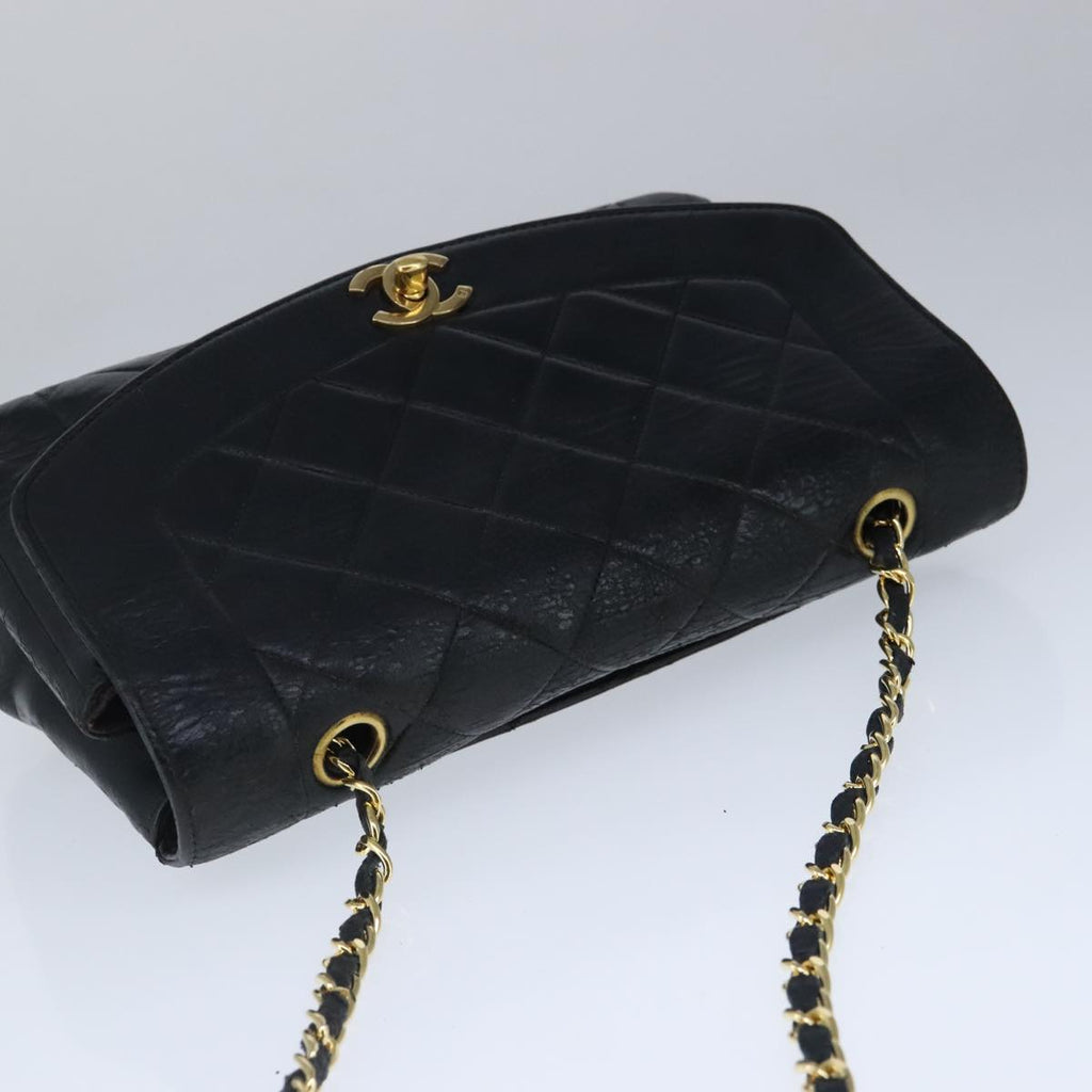 CHANEL Diana 22 Chain Shoulder Bag Lamb Skin Black Gold CC PP016