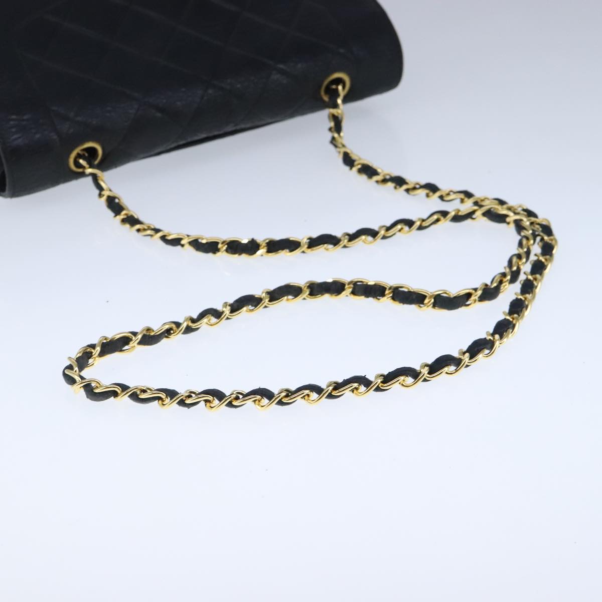 CHANEL Diana 22 Chain Shoulder Bag Lamb Skin Black Gold CC PP016