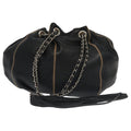 CHANEL Chain Purse Shoulder Bag Lamb Skin Black CC PP024