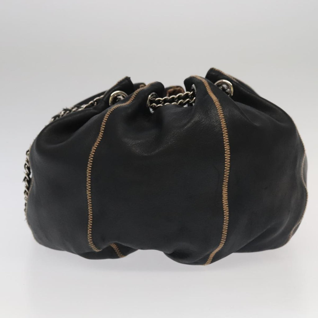 CHANEL Chain Purse Shoulder Bag Lamb Skin Black CC PP024