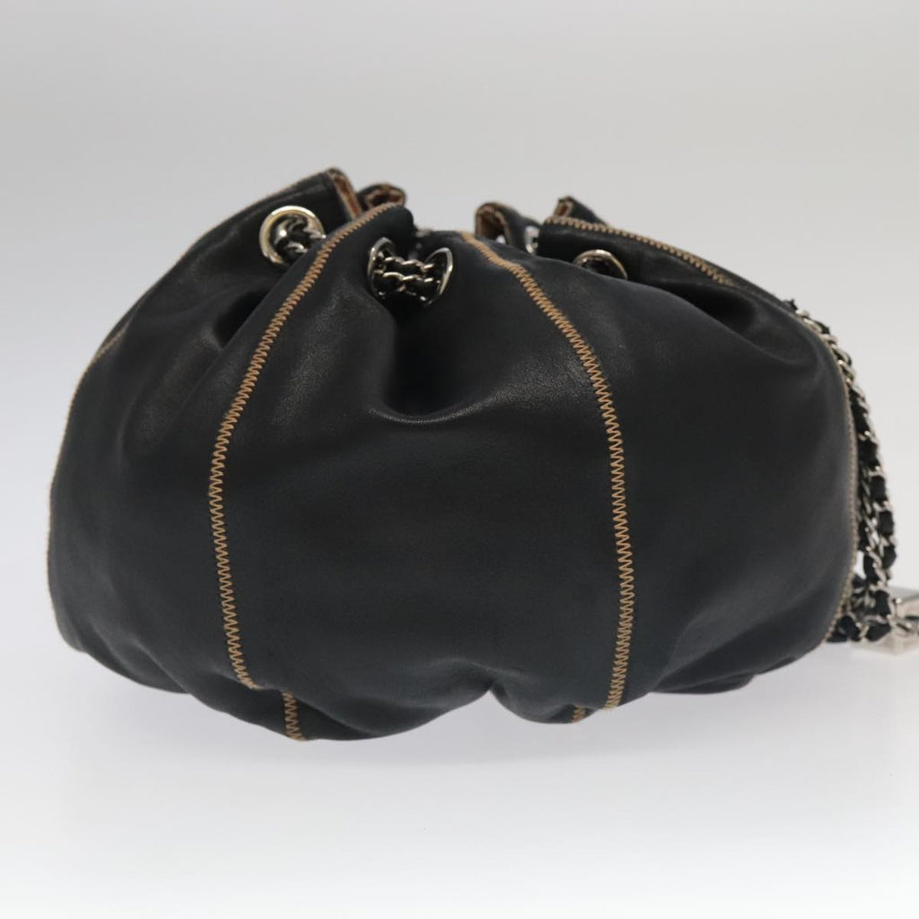 CHANEL Chain Purse Shoulder Bag Lamb Skin Black CC PP024