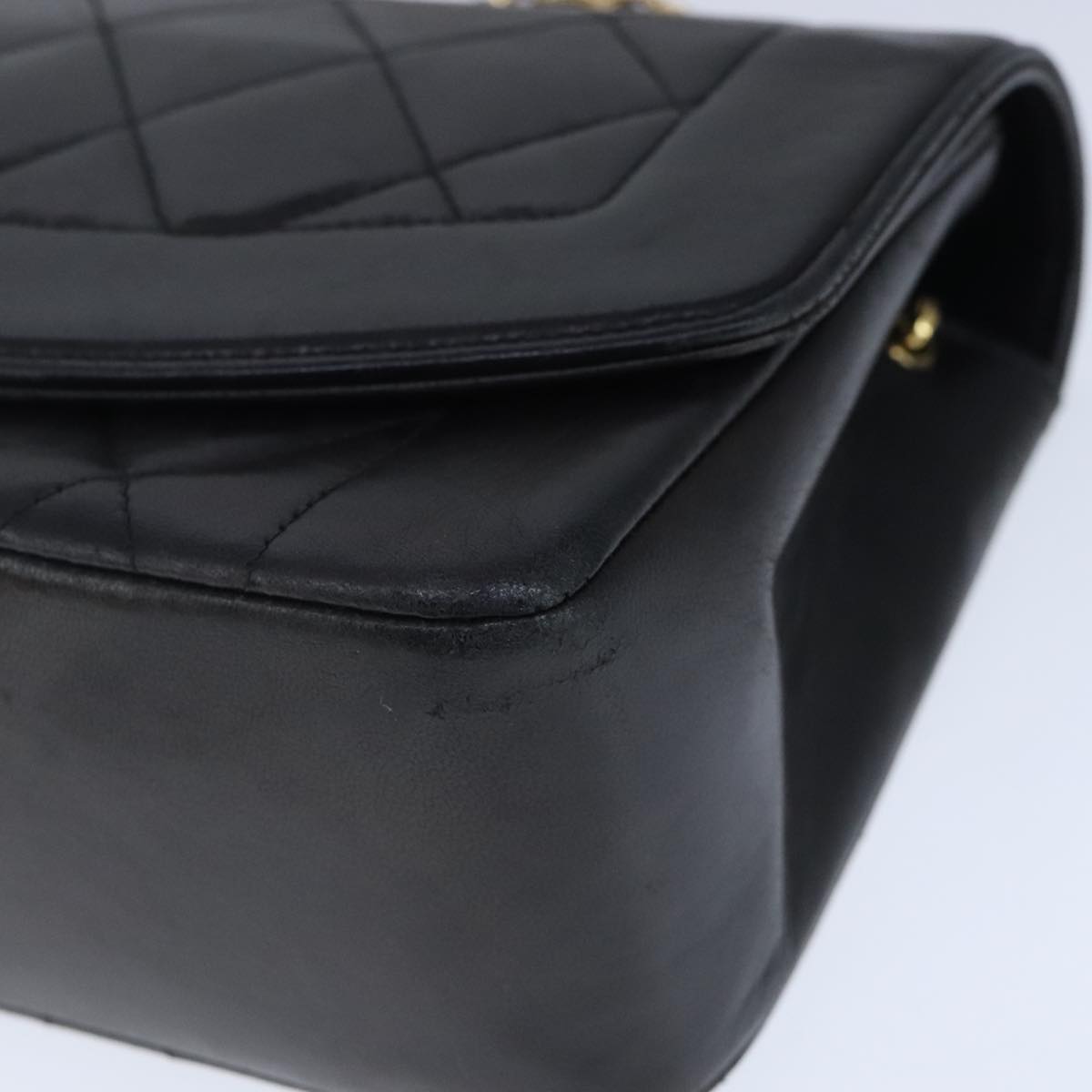 CHANEL Diana 22 Chain Shoulder Bag Lamb Skin Black Gold CC PP029