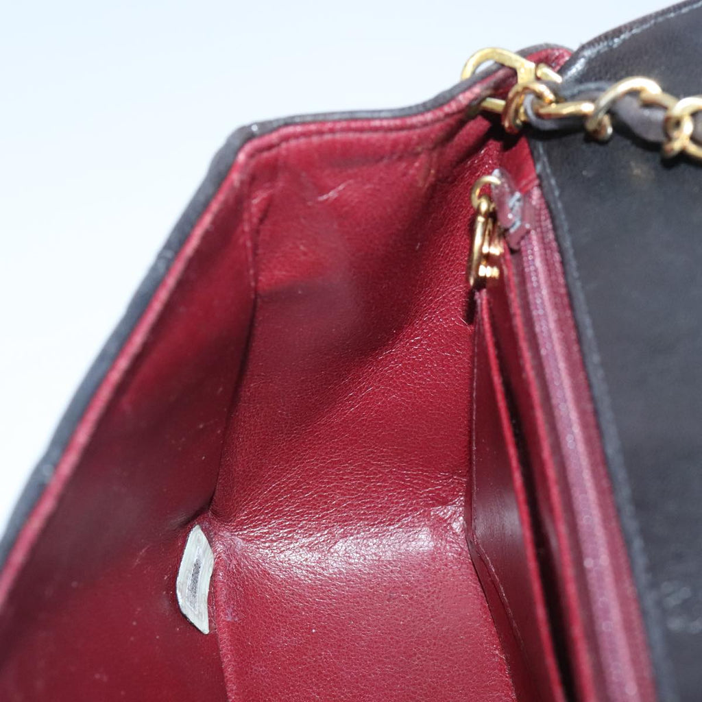 CHANEL Diana 22 Chain Shoulder Bag Lamb Skin Black Gold CC PP029