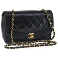 CHANEL Diana 22 Chain Shoulder Bag Lamb Skin Black Gold CC PP029