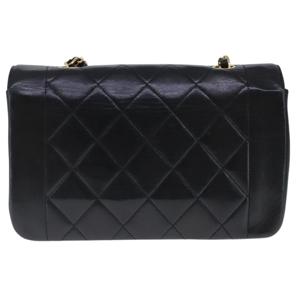 CHANEL Diana 22 Chain Shoulder Bag Lamb Skin Black Gold CC PP029