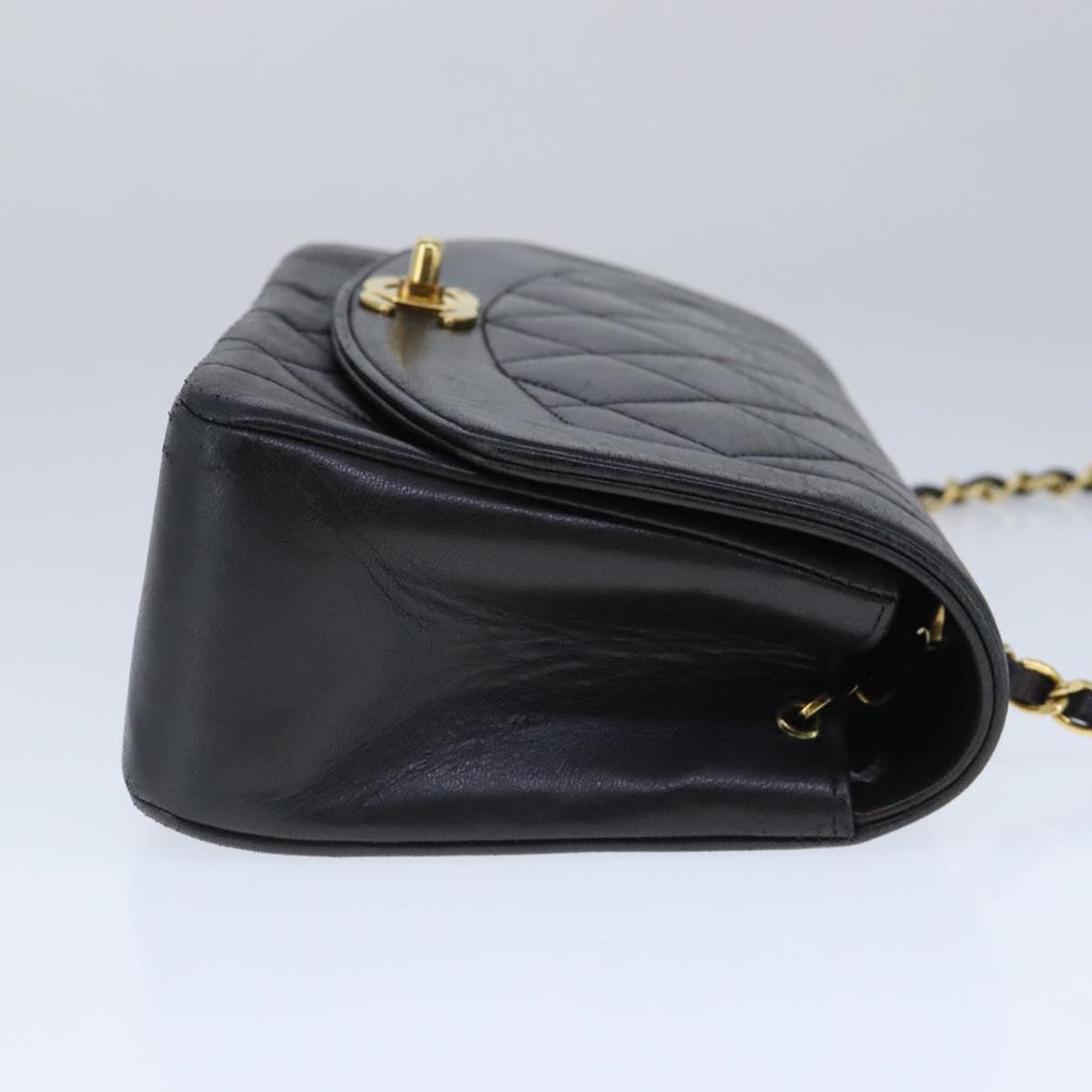 CHANEL Diana 22 Chain Shoulder Bag Lamb Skin Black Gold CC PP029
