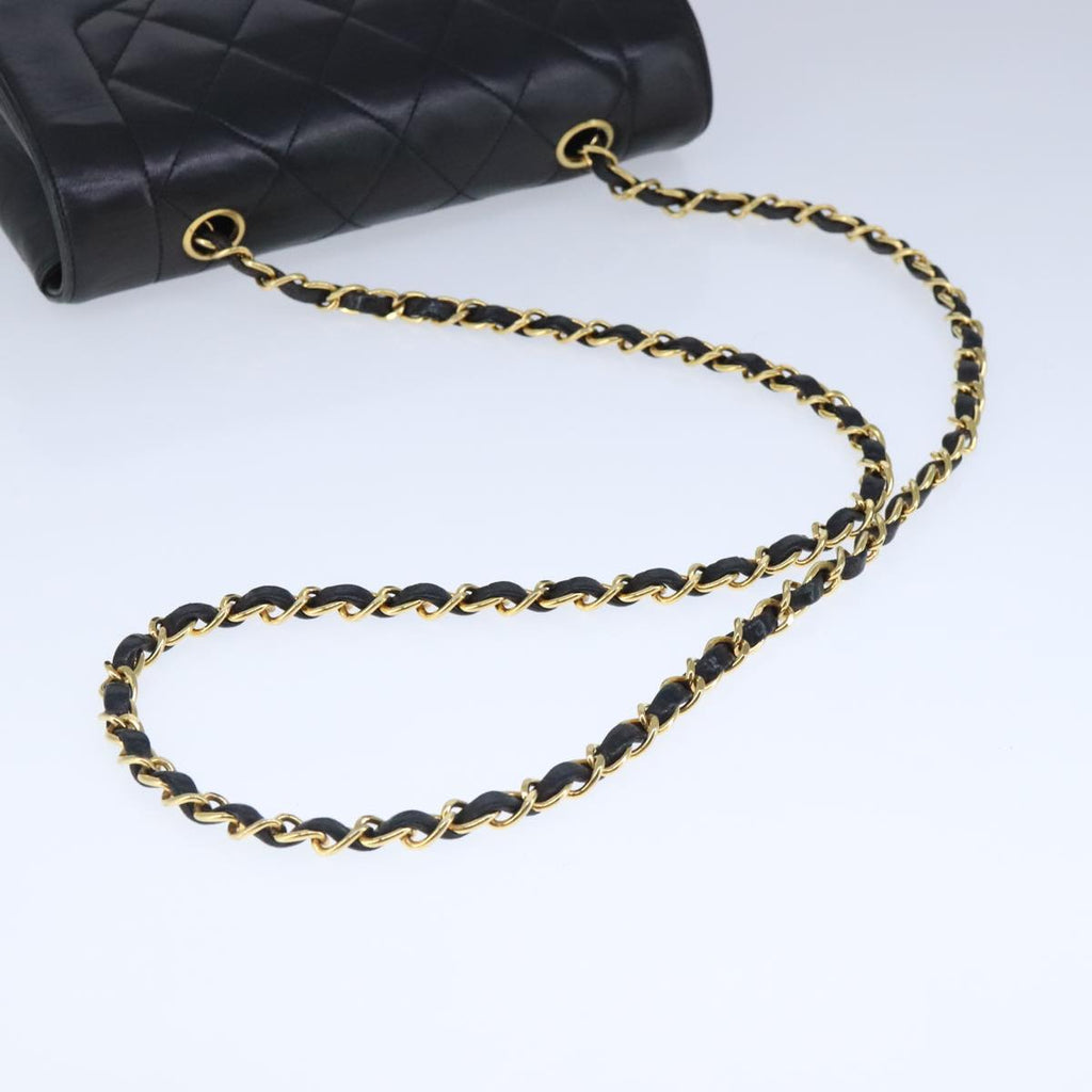 CHANEL Diana 22 Chain Shoulder Bag Lamb Skin Black Gold CC PP029