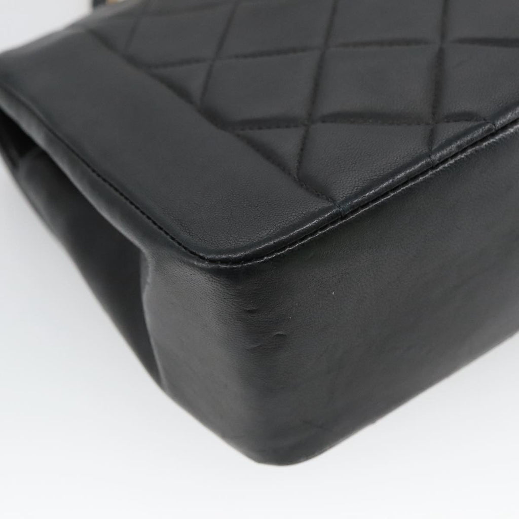 CHANEL Diana 25 Chain Shoulder Bag Lamb Skin Black Gold CC PP030