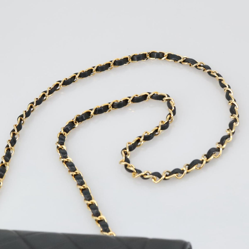 CHANEL Diana 25 Chain Shoulder Bag Lamb Skin Black Gold CC PP030