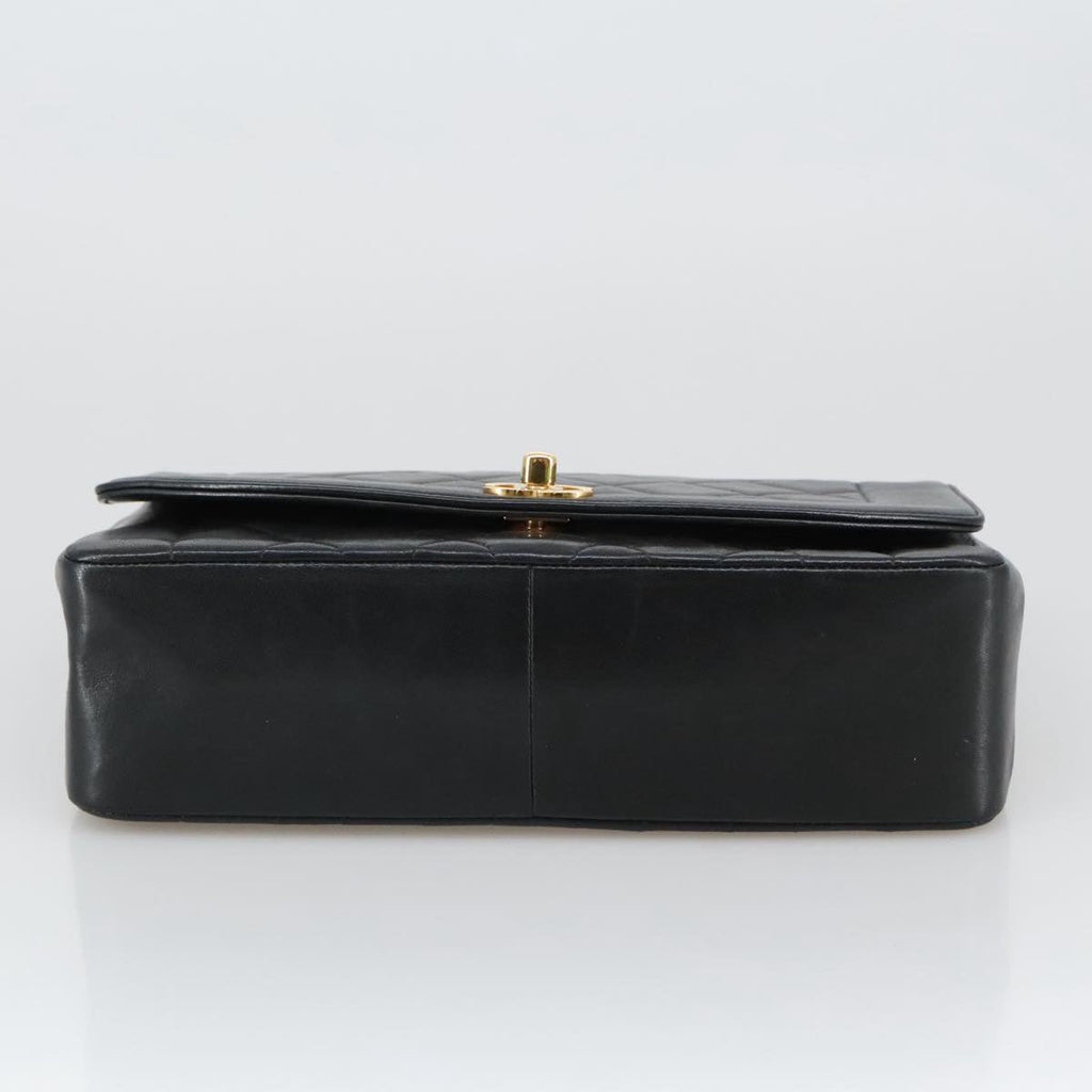 CHANEL Diana 25 Chain Shoulder Bag Lamb Skin Black Gold CC PP030
