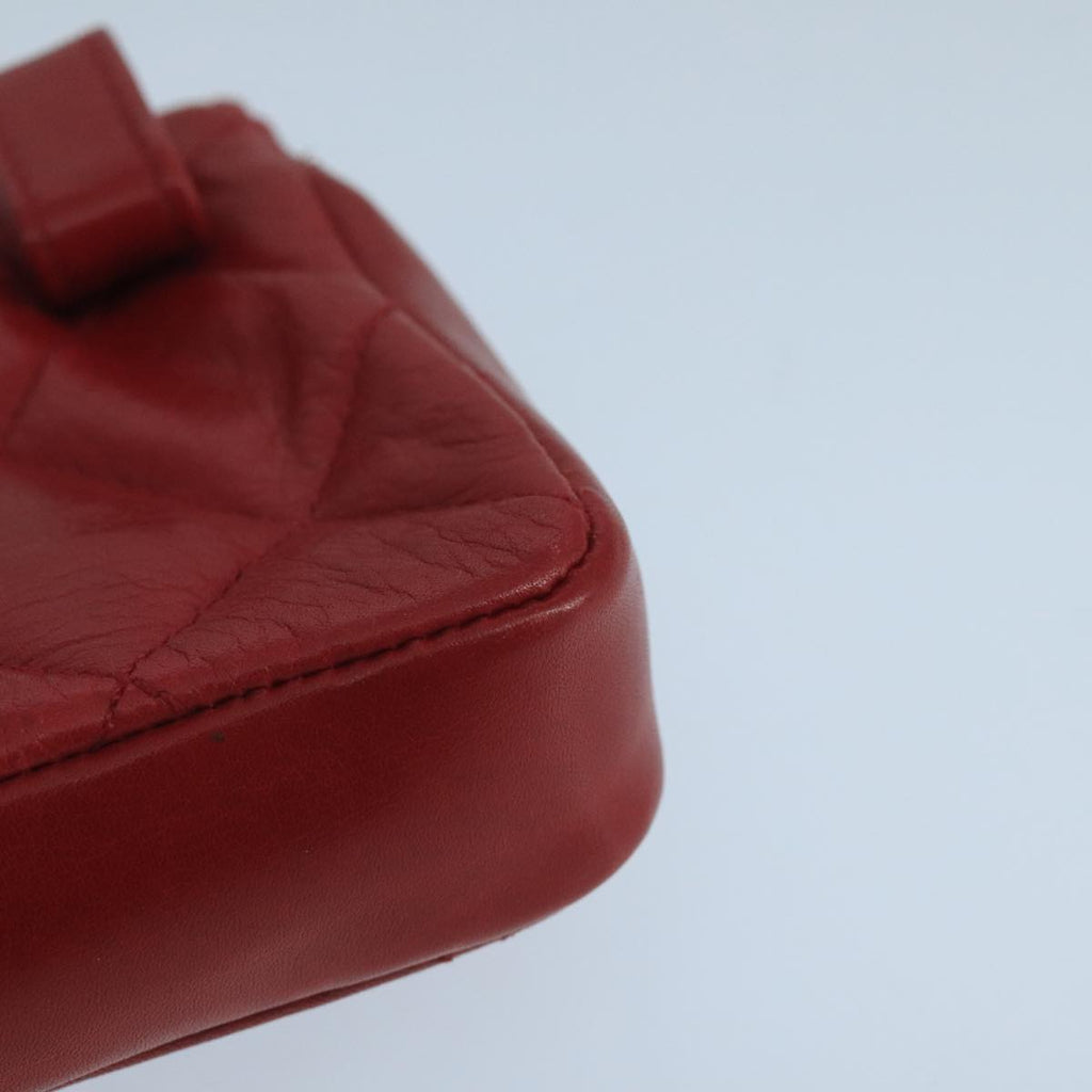 CHANEL Matelasse Waist bag Lamb Skin Red Gold CC PP033