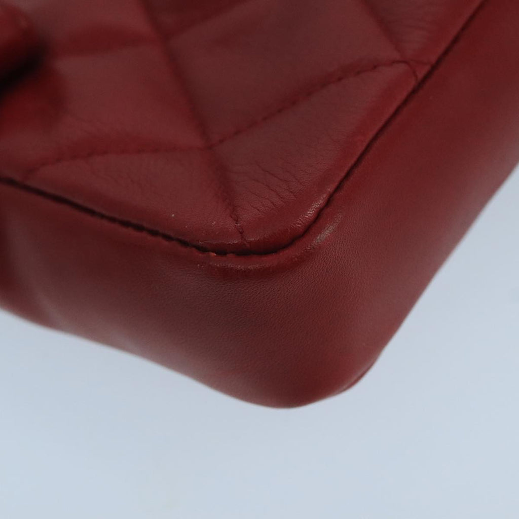 CHANEL Matelasse Waist bag Lamb Skin Red Gold CC PP033