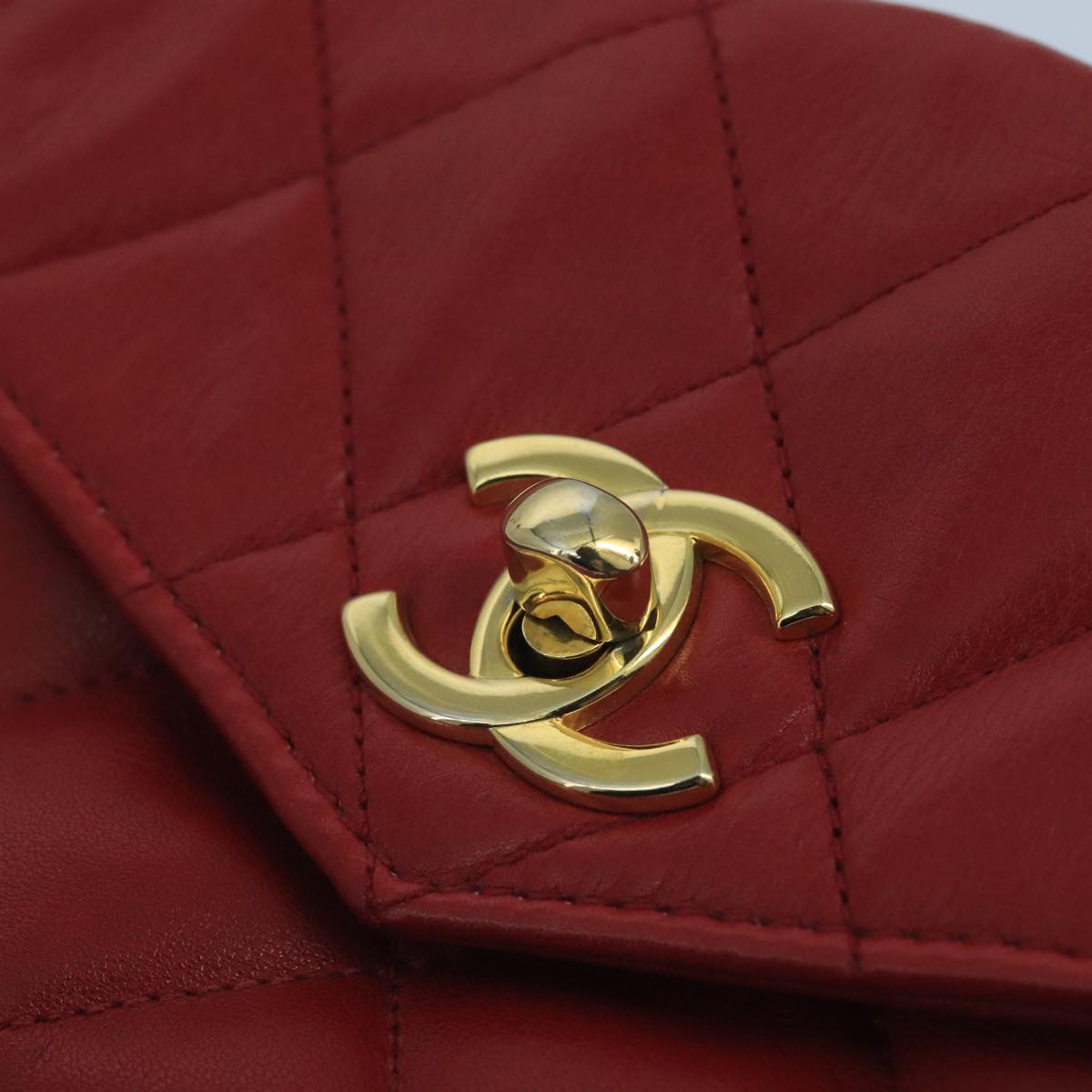 CHANEL Matelasse Waist bag Lamb Skin Red Gold CC PP033