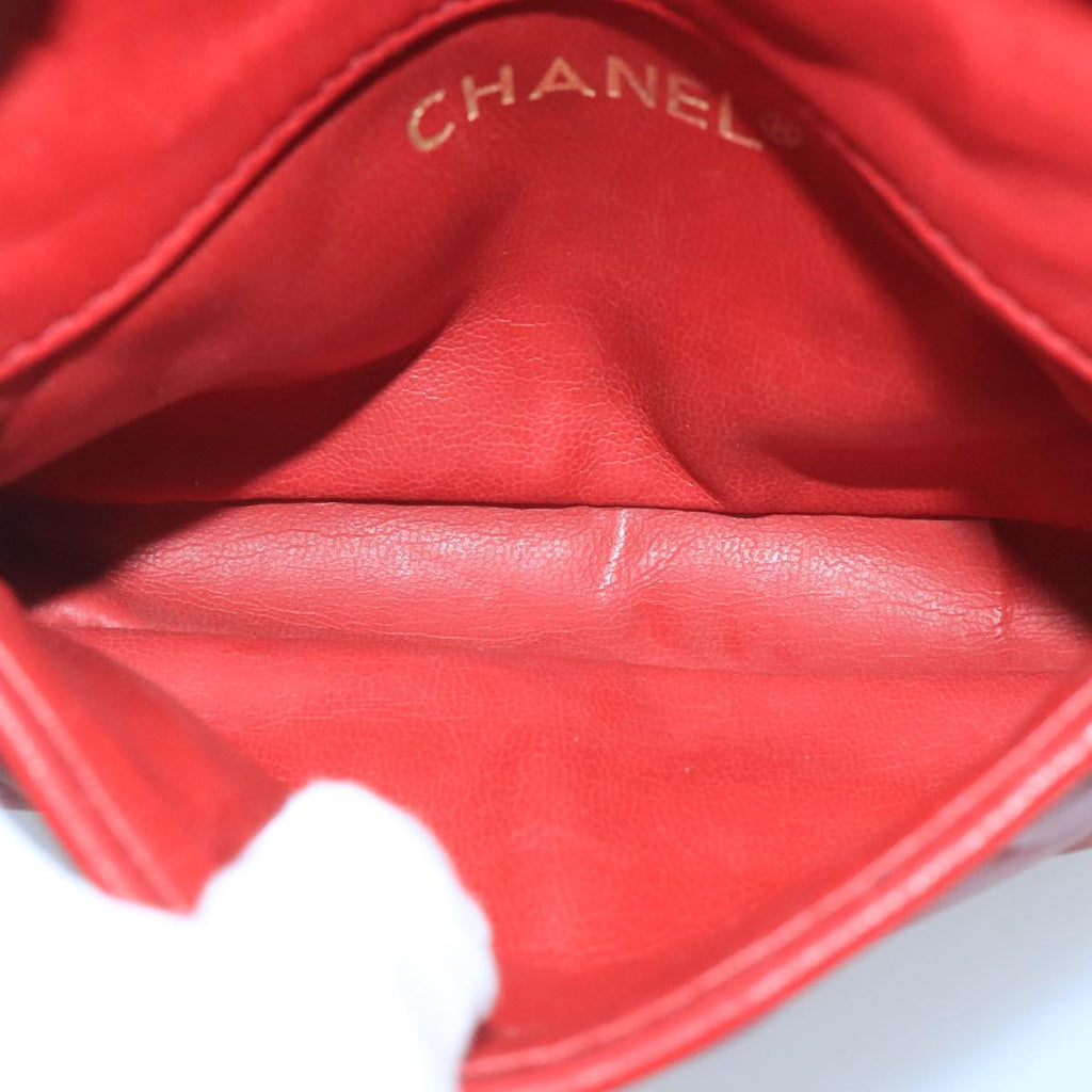 CHANEL Matelasse Waist bag Lamb Skin Red Gold CC PP033