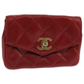 CHANEL Matelasse Waist bag Lamb Skin Red Gold CC PP033