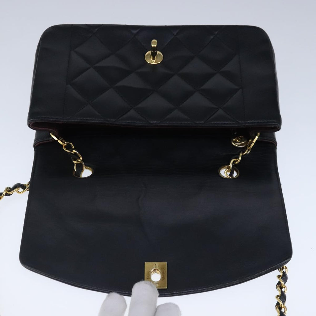CHANEL Diana 22 Chain Shoulder Bag Lamb Skin Black Gold CC PP035